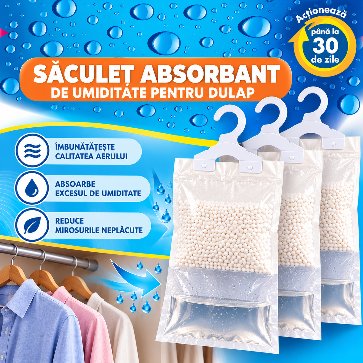 Săculeții Anti-Umezeală pentru Dulapuri și Spații Închise